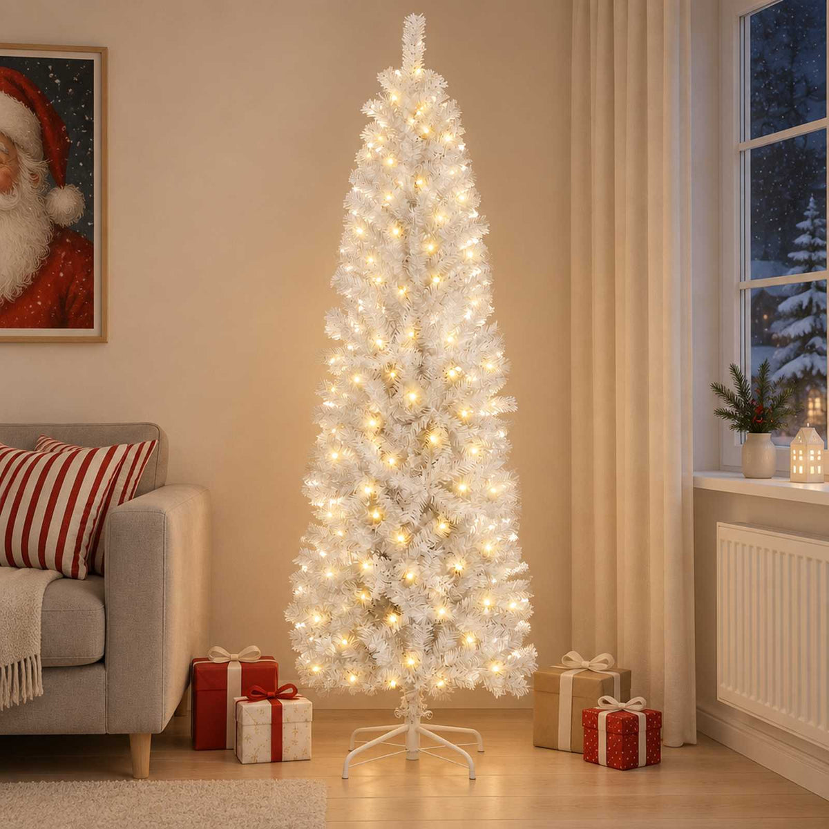 Artificial Slim Christmas Tree LEDs Warm White