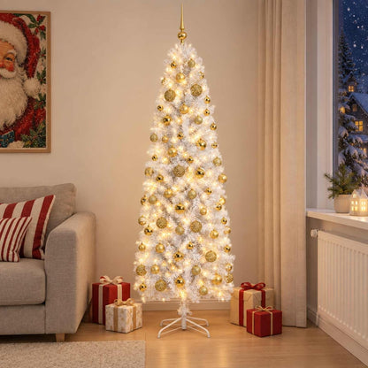 Artificial Slim Christmas Tree Bauble LEDs