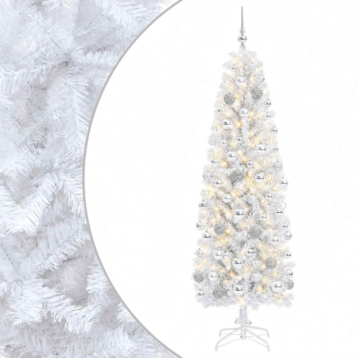 Artificial Slim Christmas Tree Bauble LEDs