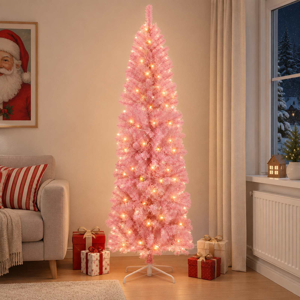 Artificial Slim Christmas Tree in White
