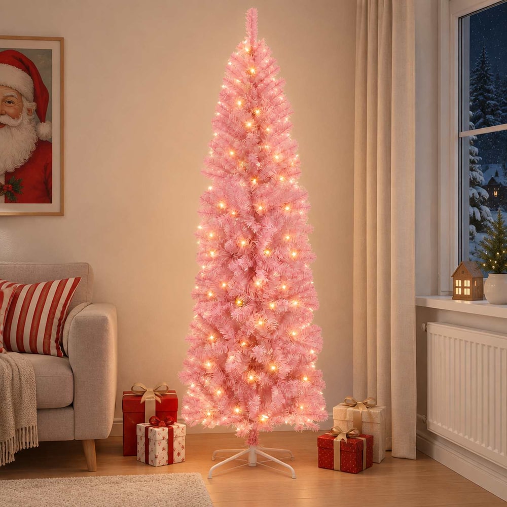 Artificial Slim Christmas Tree Bauble LEDs
