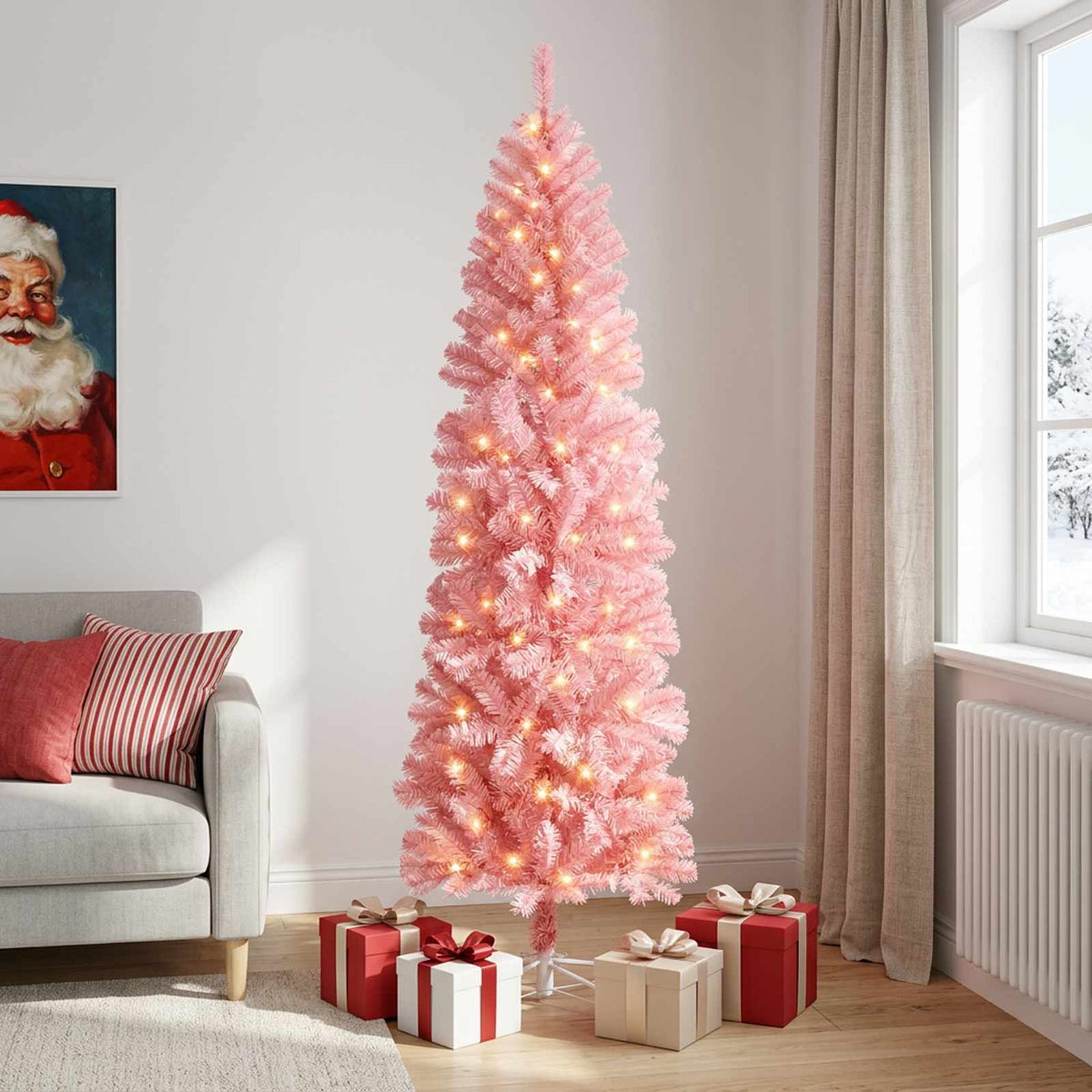 Artificial Slim Christmas Tree in White