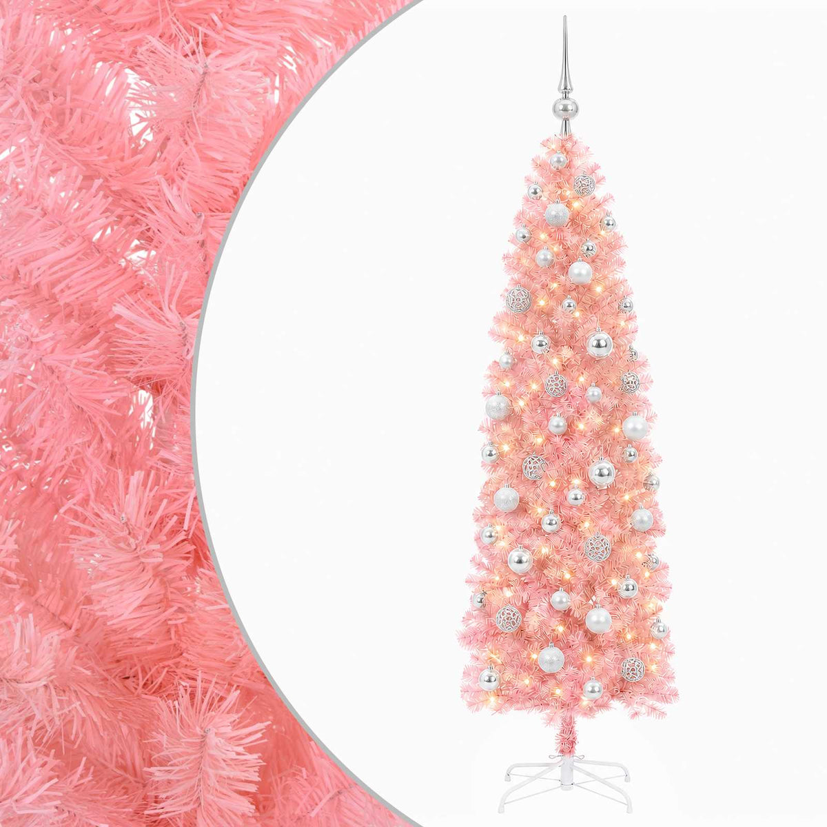 Artificial Slim Christmas Tree Bauble LEDs