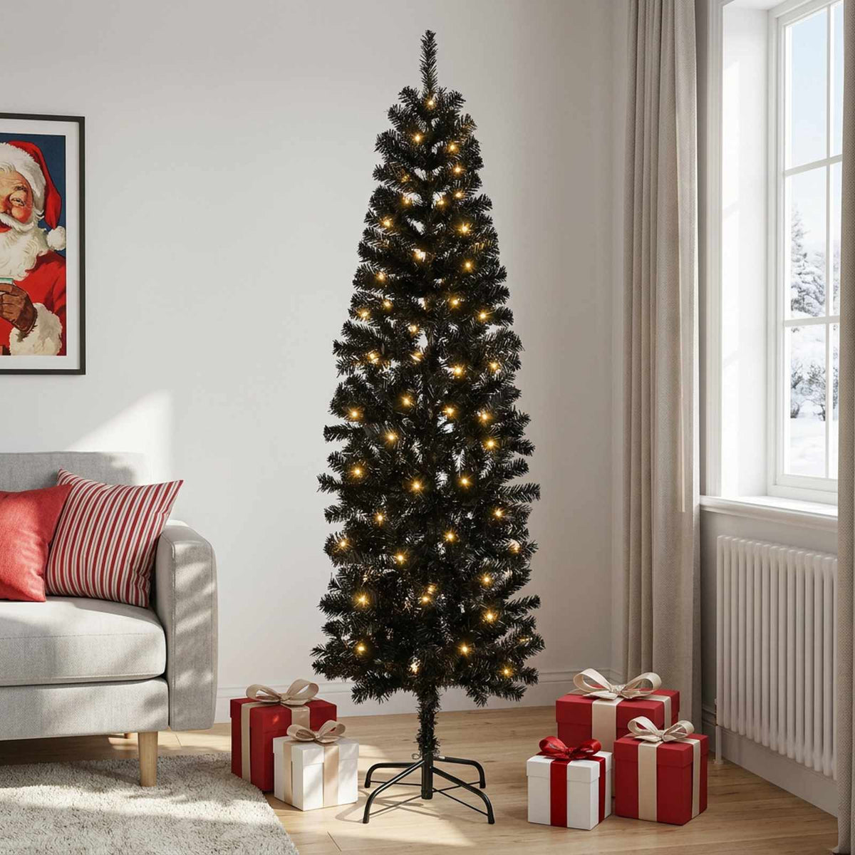 Artificial Slim Christmas Tree White