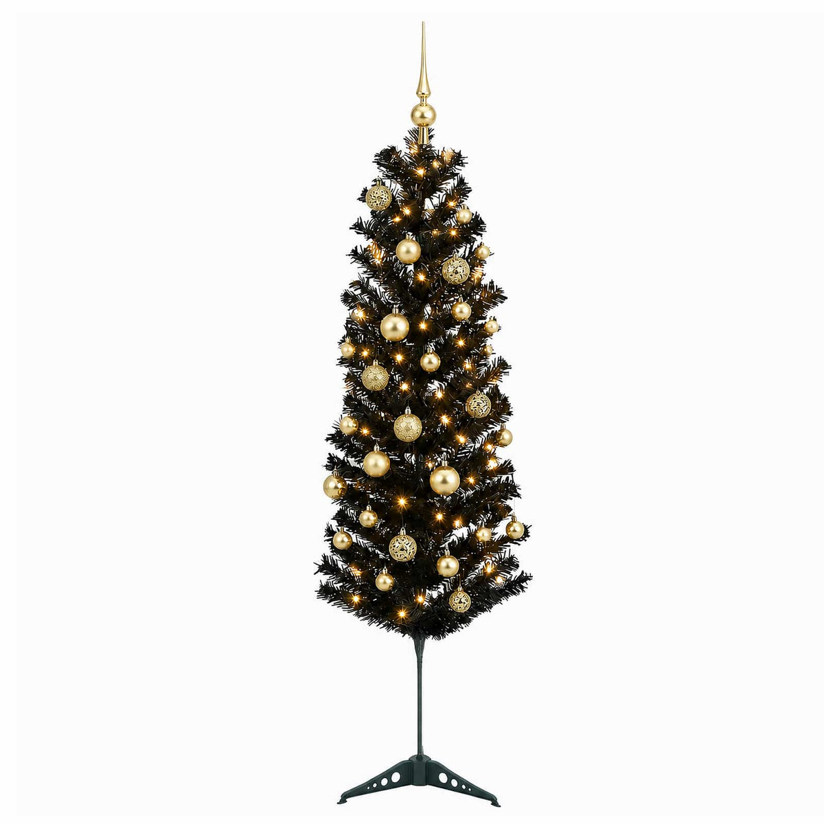 vidaXL Artificial Slim Christmas Tree with Bauble 150 cm 150 LEDs 4