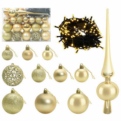 vidaXL Artificial Slim Christmas Tree with Bauble 150 cm 150 LEDs 6