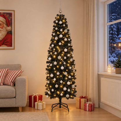Artificial Slim Christmas Tree Bauble LEDs