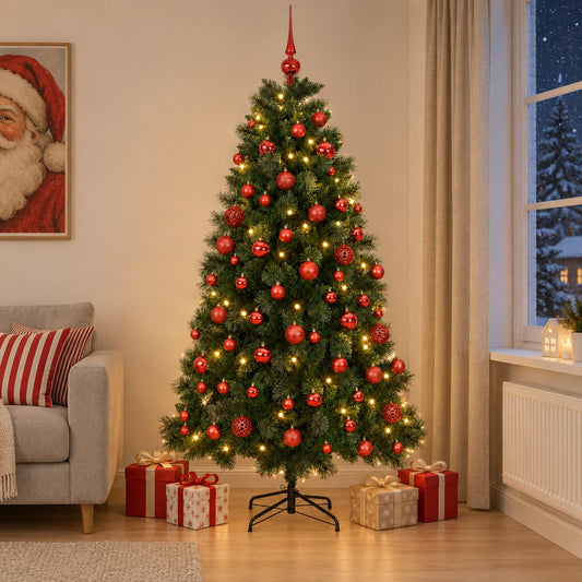 vidaXL Artificial Christmas Tree with Bauble 180 cm 300 LEDs 1
