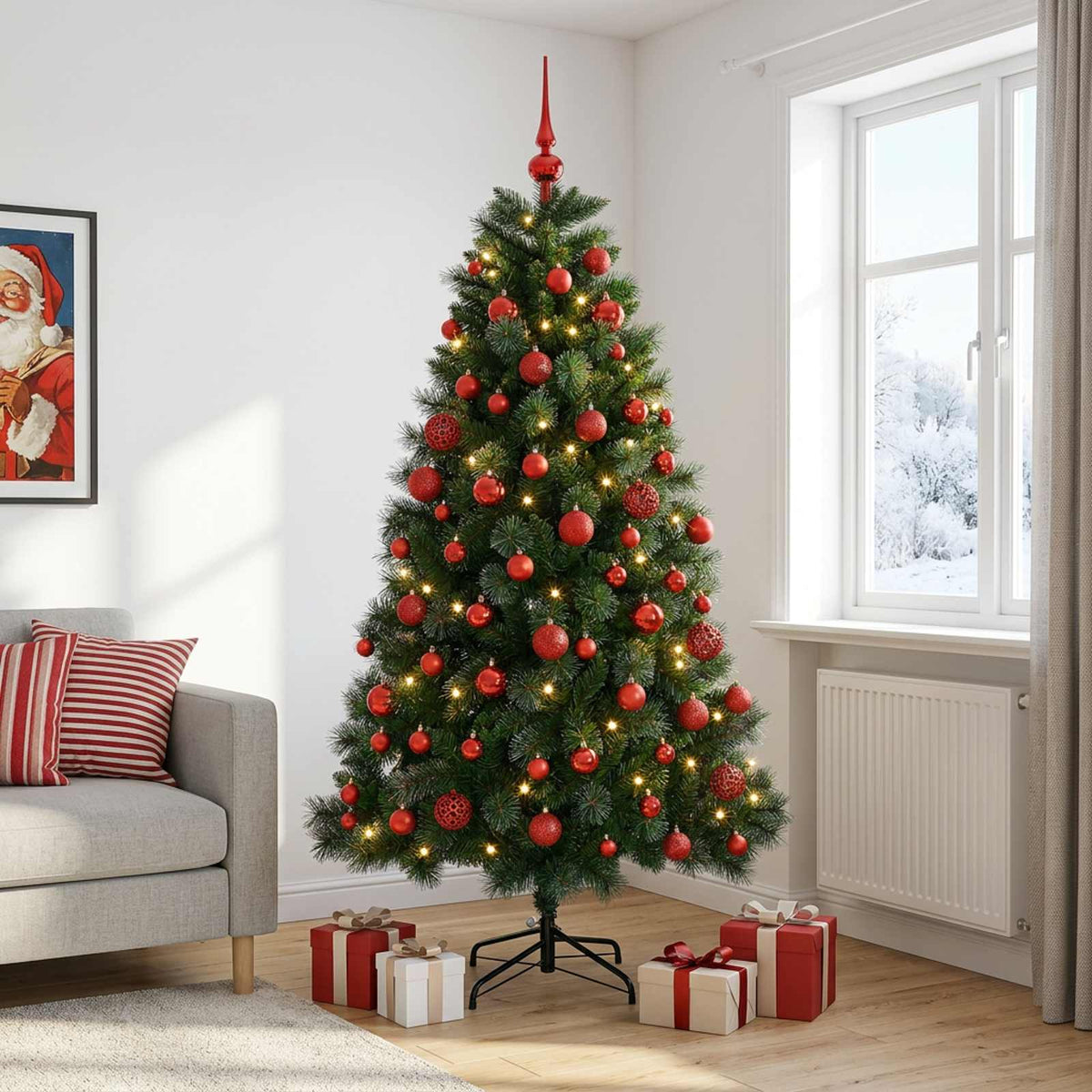 vidaXL Artificial Christmas Tree with Bauble 180 cm 300 LEDs 3
