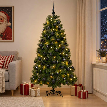 Artificial Christmas Tree Bauble LEDs black balls