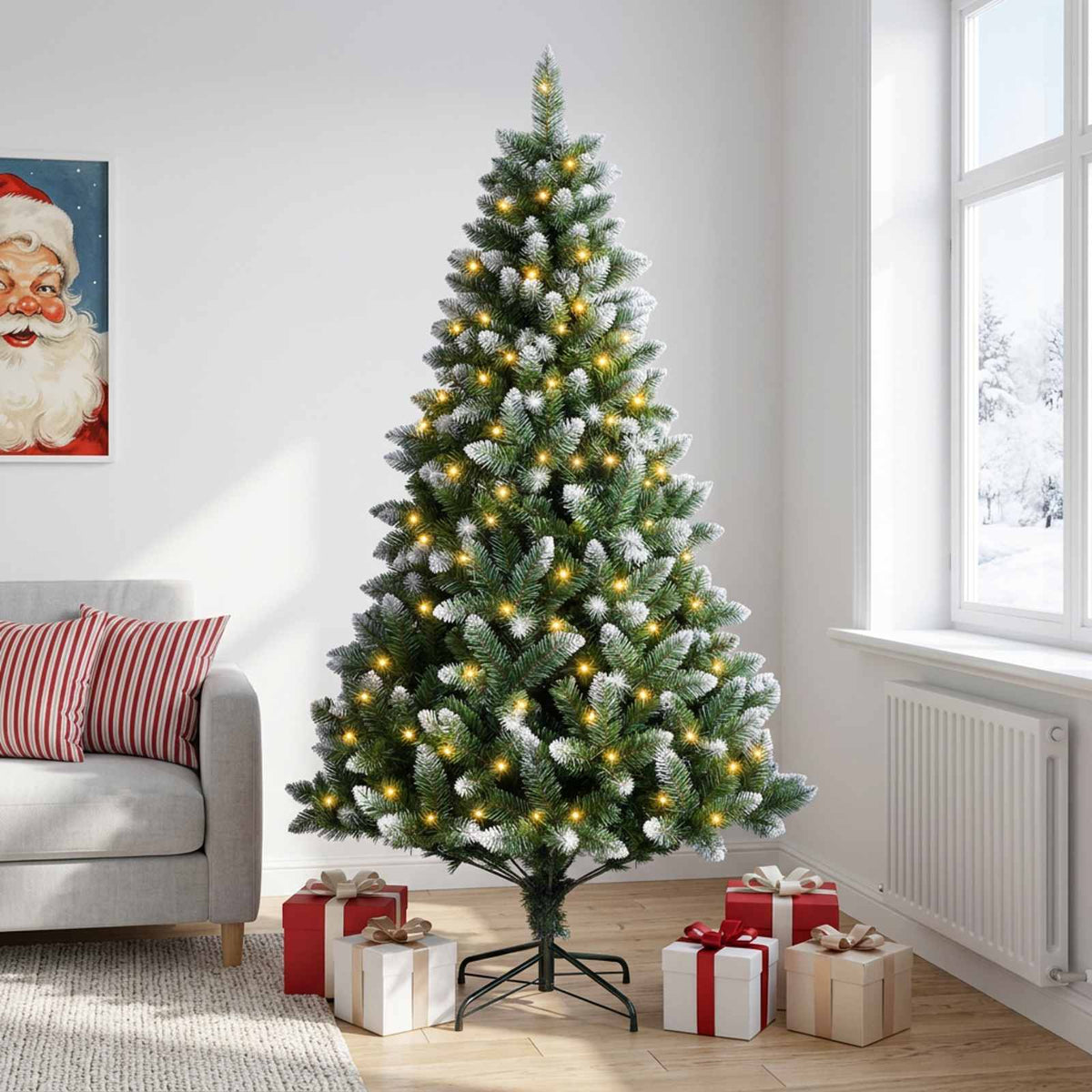 Artificial Christmas Tree with Bauble 300 LEDs 180 cm with LEDs