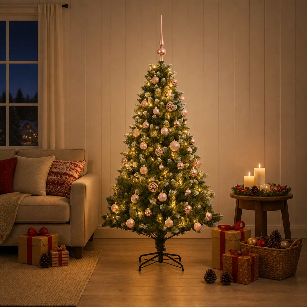 vidaXL Artificial Christmas Tree with Bauble 120 cm 150 LEDs 1