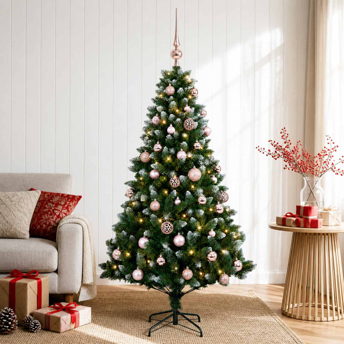 vidaXL Artificial Christmas Tree with Bauble 120 cm 150 LEDs 3