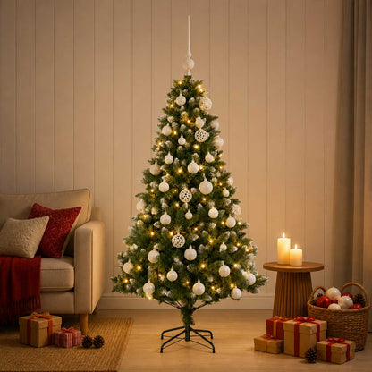 vidaXL Artificial Christmas Tree with Bauble 120 cm 150 LEDs 1