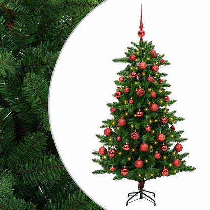 Artificial Christmas Tree with Bauble 150 LEDs 120 cm with LEDs & red balls