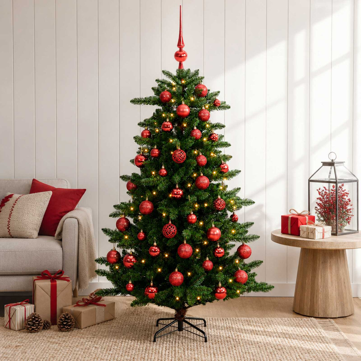 vidaXL Artificial Christmas Tree with Bauble 120 cm 150 LEDs 3