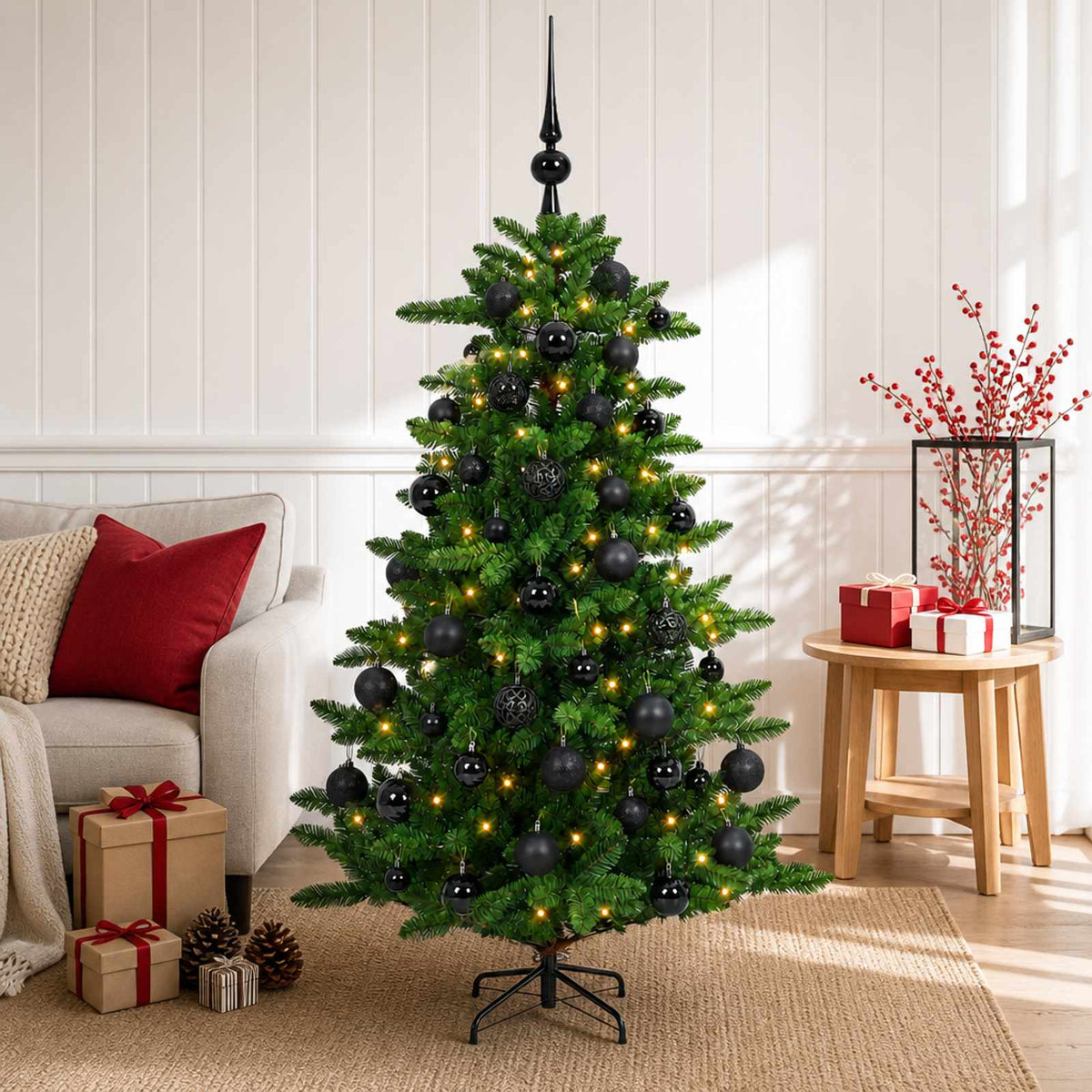 vidaXL Artificial Christmas Tree with Bauble 120 cm 150 LEDs 3