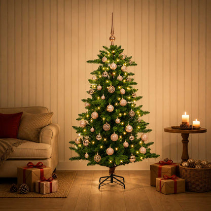vidaXL Artificial Christmas Tree with Bauble 120 cm 150 LEDs 1