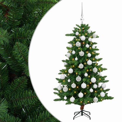 Artificial Christmas Tree with Bauble 150 LEDs 120 cm with LEDs & white balls