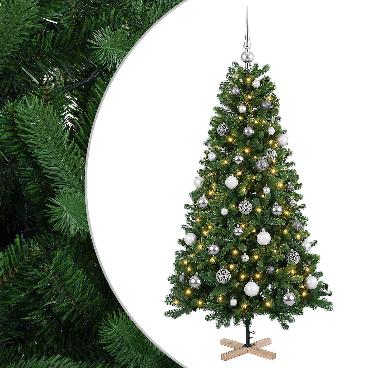 vidaXL Artificial Christmas Tree with Bauble 120 cm 150 LEDs 2