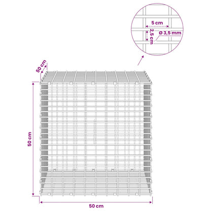 vidaXL Gabion with 3.5 mm Wire and 5x2.5 cm Mesh 50x50x50 cm 6