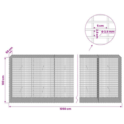 Gabion with 3.5 mm Wire and 5x2.5 cm Mesh 1050x50x100 cm 1050 cm