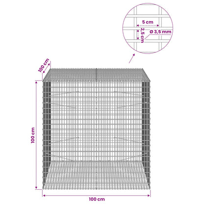 Gabion with 3.5 mm Wire and 5x2.5 cm Mesh 50x100x100 cm 100 cm