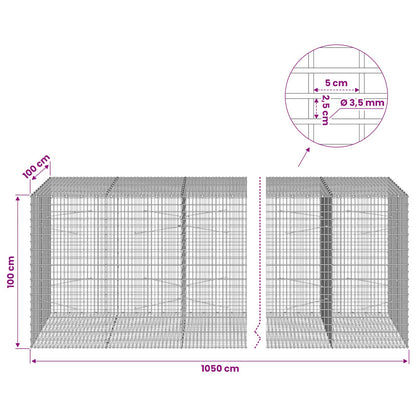 Gabion with 3.5 mm Wire and 5x2.5 cm Mesh 1050x100x100 cm 1050 cm
