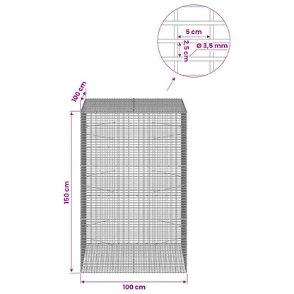Gabion with 3.5 mm Wire and 5x2.5 cm Mesh 50x100x150 cm 100 cm