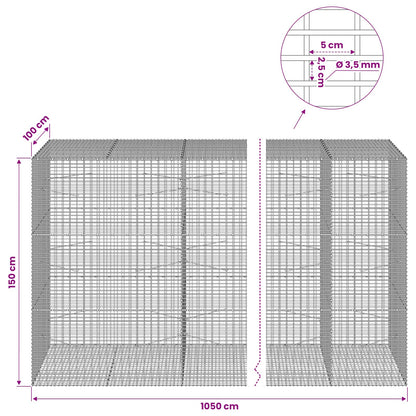 Gabion with 3.5 mm Wire and 5x2.5 cm Mesh 1050x100x150 cm 1050 cm