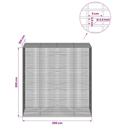Gabion with 3.5 mm Wire and 5x2.5 cm Mesh 50x100x200 cm 200 cm