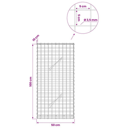 Gabion with 3.5 mm Wire and 5x5 cm Mesh 50x10x100 cm 50 cm