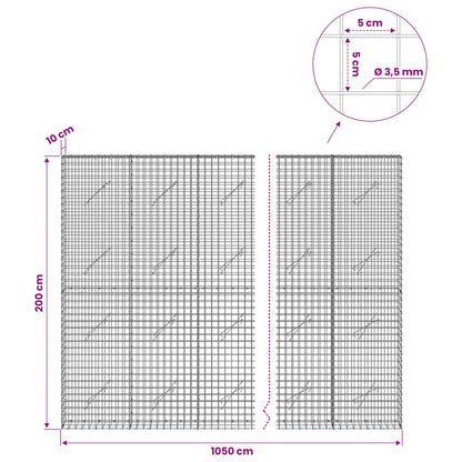 Gabion with 3.5 mm Wire and 5x5 cm Mesh 1050x10x200 cm 1050 cm