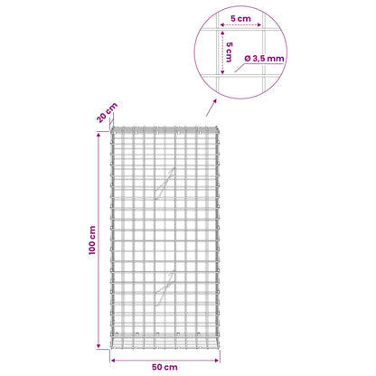 Gabion with 3.5 mm Wire and 5x5 cm Mesh 50x20x100 cm 50 cm