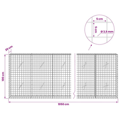 Gabion with 3.5 mm Wire and 5x5 cm Mesh 1050x20x100 cm 1050 cm