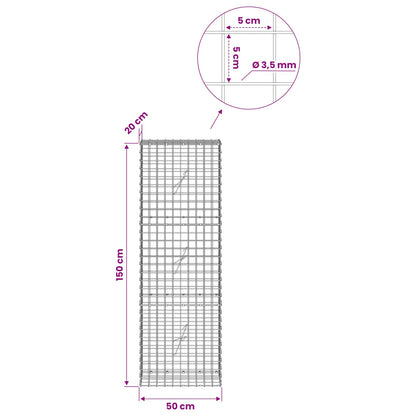 Gabion with 3.5 mm Wire and 5x5 cm Mesh 50x20x150 cm 50 cm