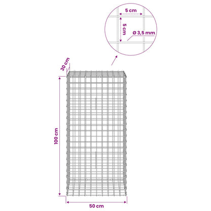 Gabion with 3.5 mm Wire and 5x5 cm Mesh 50x30x100 cm 50 cm
