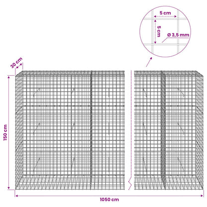 Gabion with 3.5 mm Wire and 5x5 cm Mesh 1050x30x150 cm 1050 cm
