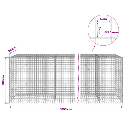 Gabion with 3.5 mm Wire and 5x5 cm Mesh 1050x50x100 cm 1050 cm