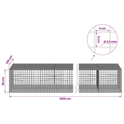 Gabion with 3.5 mm Wire and 5x5 cm Mesh 1050x100x50 cm 1050 cm