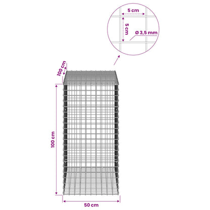 Gabion with 3.5 mm Wire and 5x5 cm Mesh 50x100x100 cm 50 cm