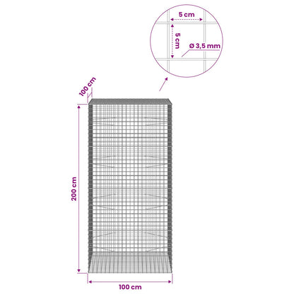 Gabion with 3.5 mm Wire and 5x5 cm Mesh 50x100x200 cm 100 cm