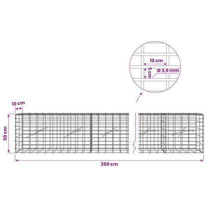 Gabion with 3.5 mm Wire and 5x10 cm Mesh 50x10x50 cm 350 cm