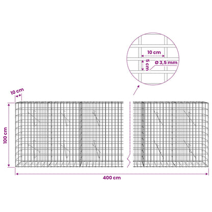 Gabion with 3.5 mm Wire and 5x10 cm Mesh 50x10x100 cm 400 cm