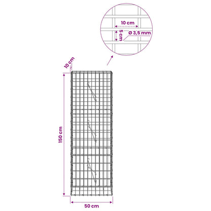 vidaXL Gabion with 3.5 mm Wire and 5x10 cm Mesh 50x10x150 cm 6