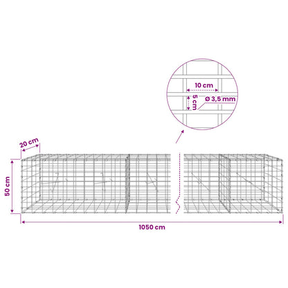 Gabion with 3.5 mm Wire and 5x10 cm Mesh 1050x20x50 cm 1050 cm