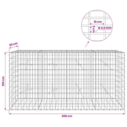 Gabion with 3.5 mm Wire and 5x10 cm Mesh 50x20x100 cm 200 cm