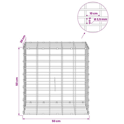 Gabion with 3.5 mm Wire and 5x10 cm Mesh 50x30x50 cm 50 cm