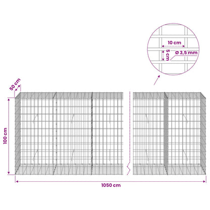 Gabion with 3.5 mm Wire and 5x10 cm Mesh 1050x50x100 cm 1050 cm