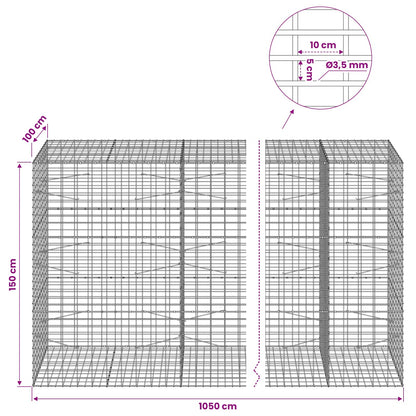 Gabion with 3.5 mm Wire and 5x10 cm Mesh 1050x100x150 cm 1050 cm